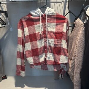 American eagle cropped flannel hoodie
